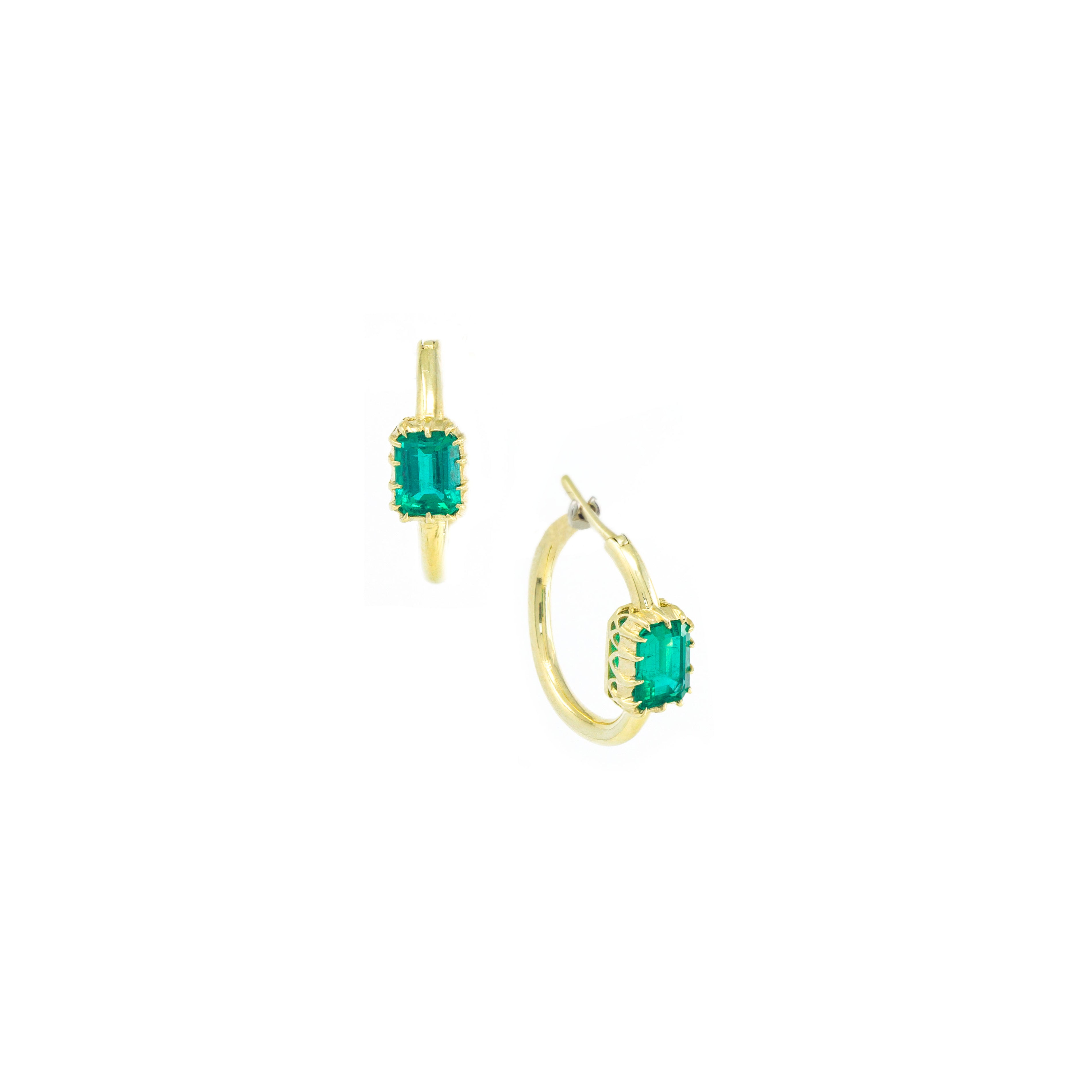 Single Stone Emerald Hoops