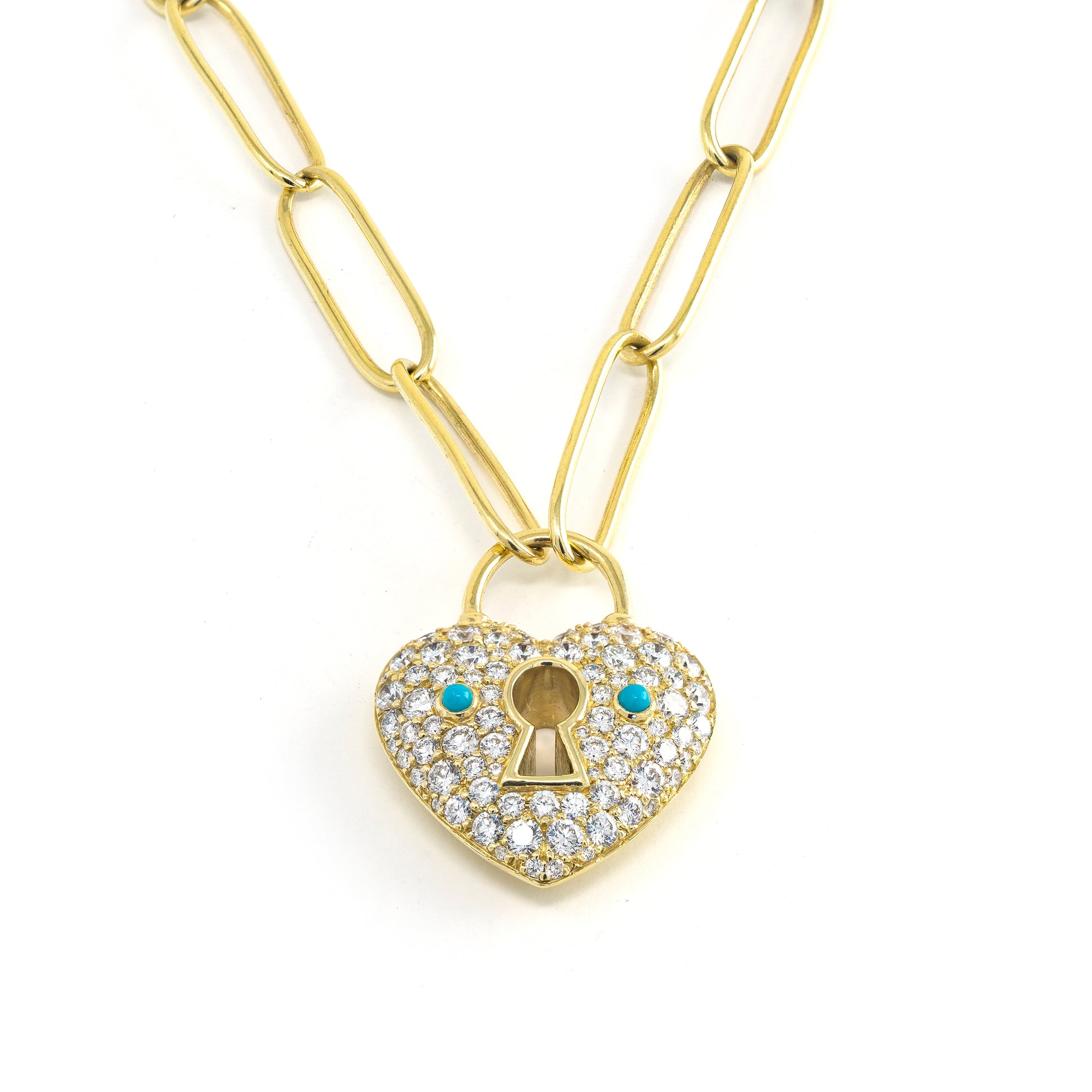 Padlock Heart with Diamond and Turquoise