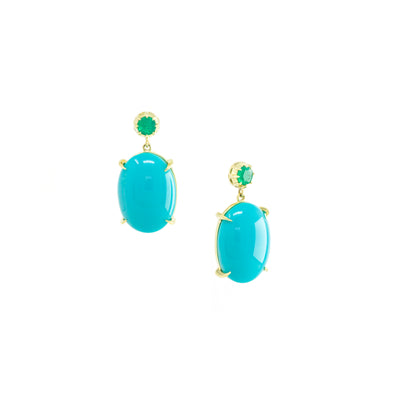 Emerald and Turquoise Drop Earrings