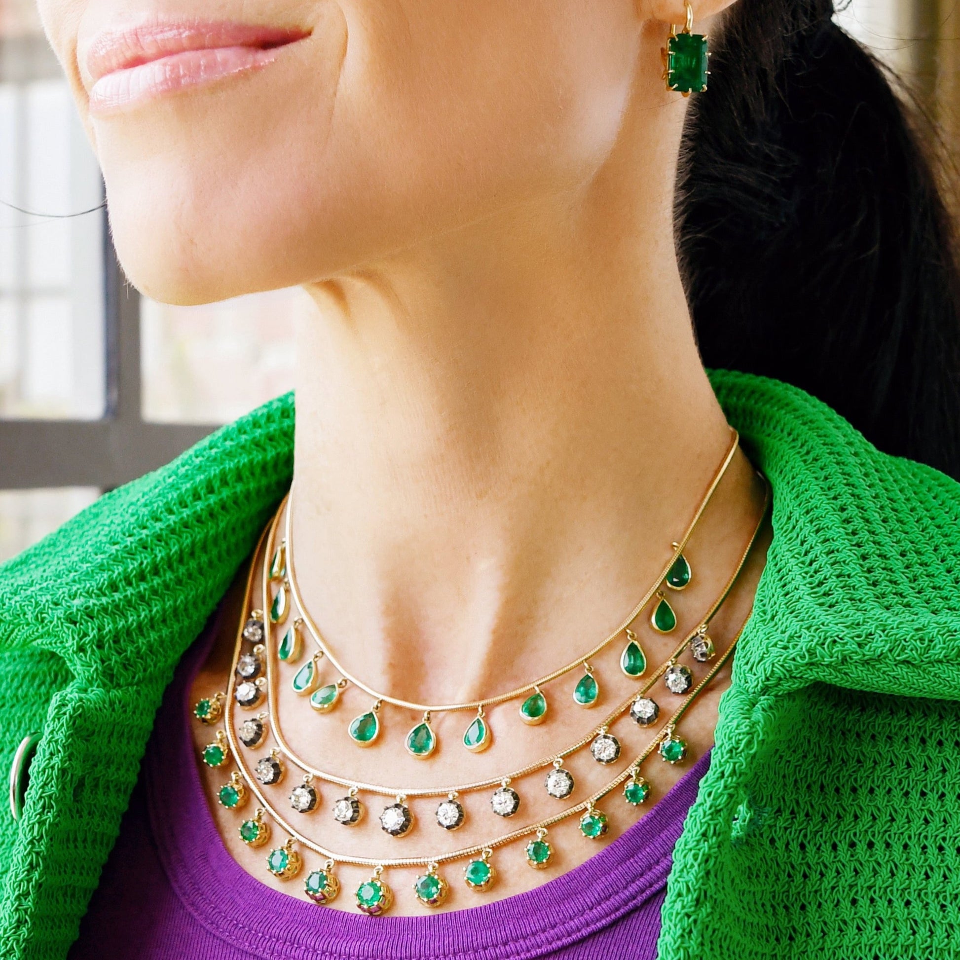 Blackened Diamond Fringe Necklace