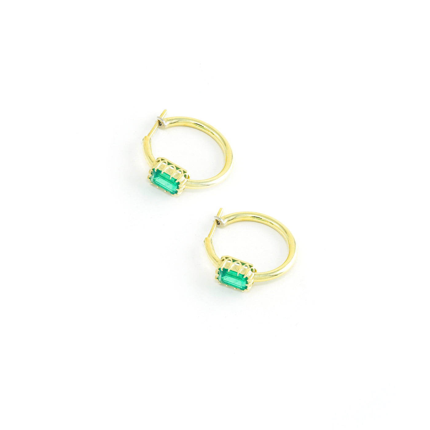 Single Stone Emerald Hoops