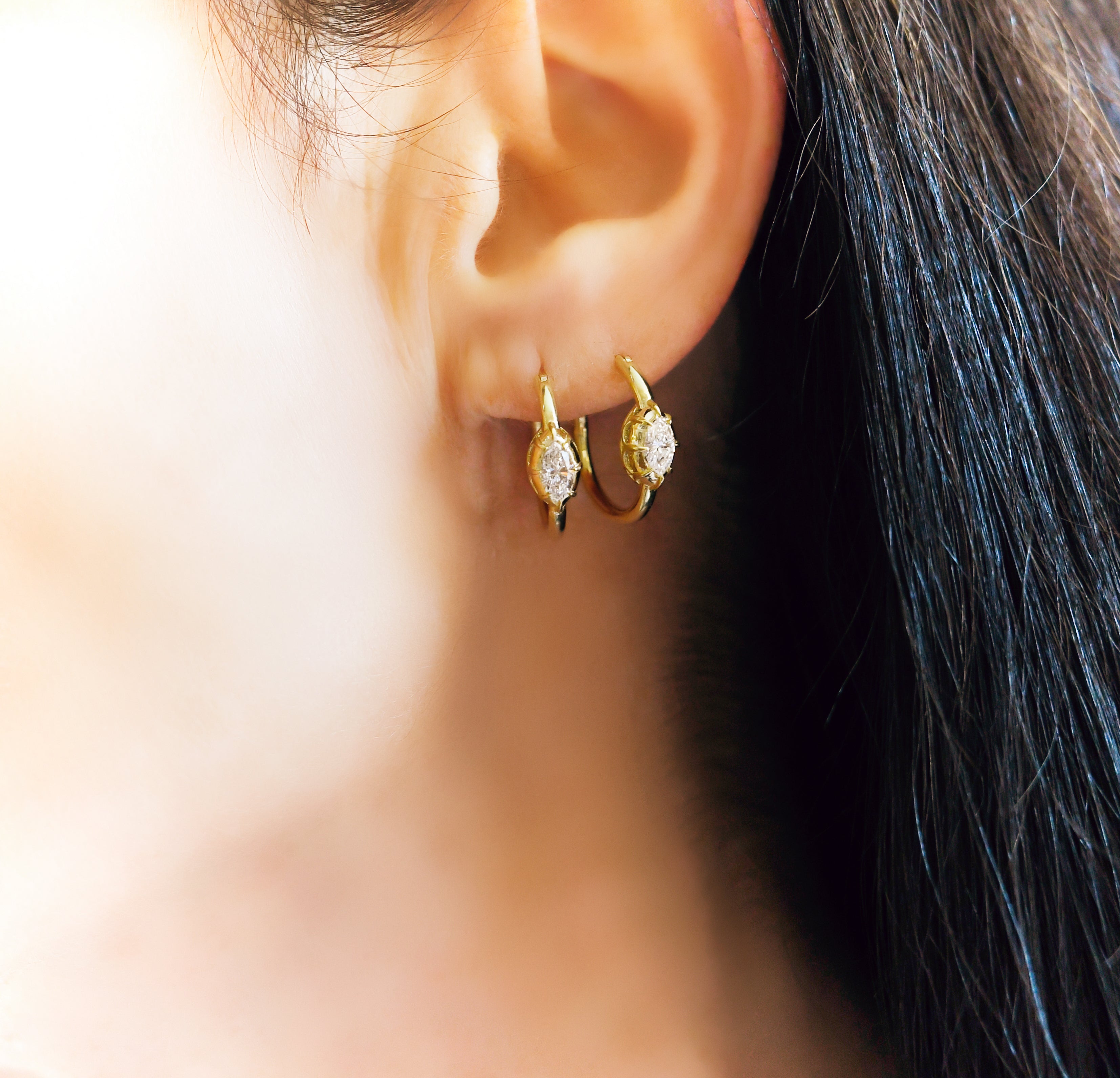 Single Stone Diamond Hoops