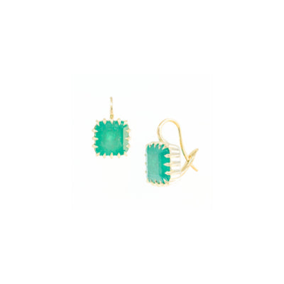 Victorian Square Emerald Drop Earrings