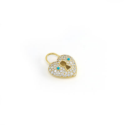 Padlock Heart with Diamond and Turquoise