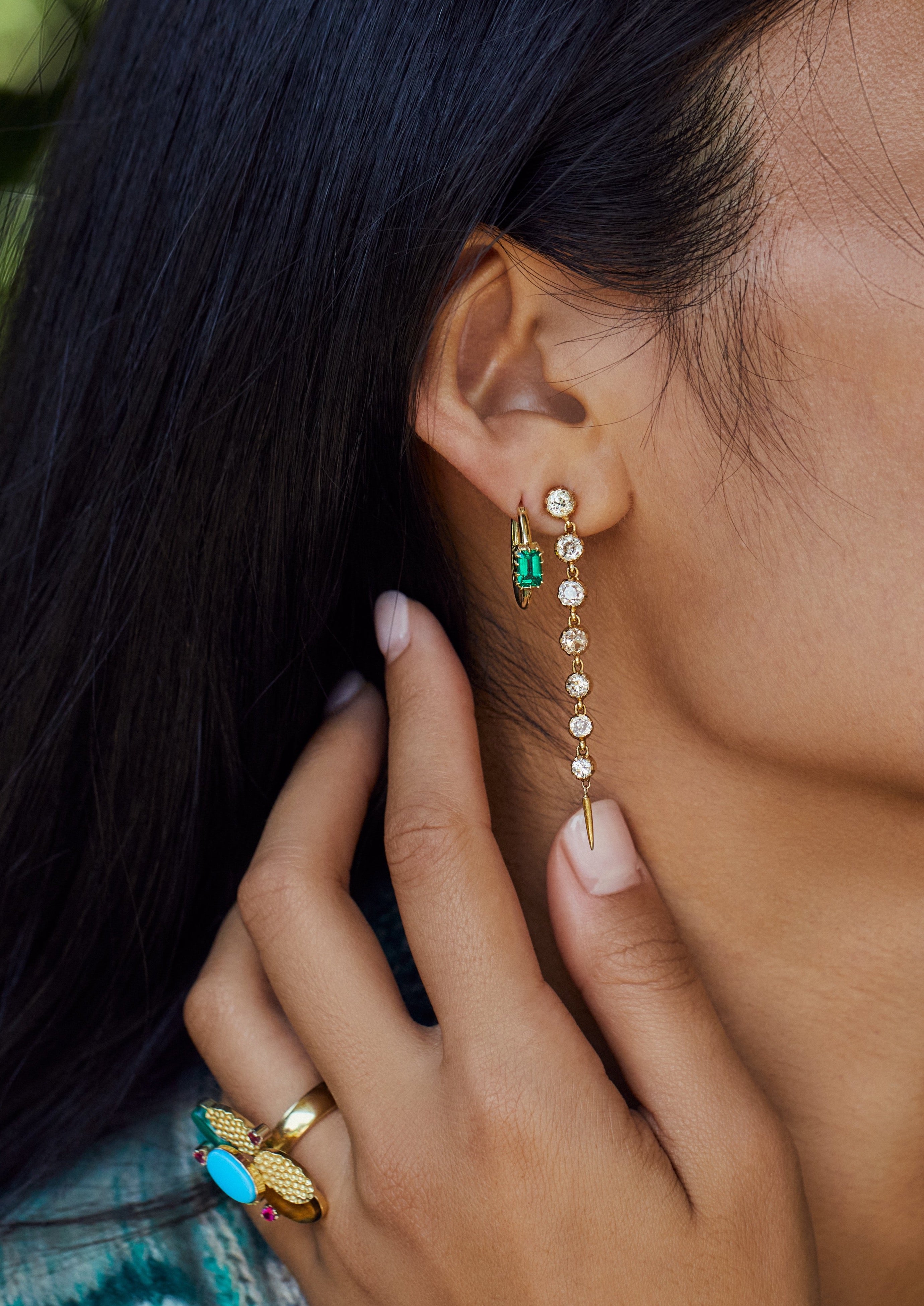 Single Stone Emerald Hoops