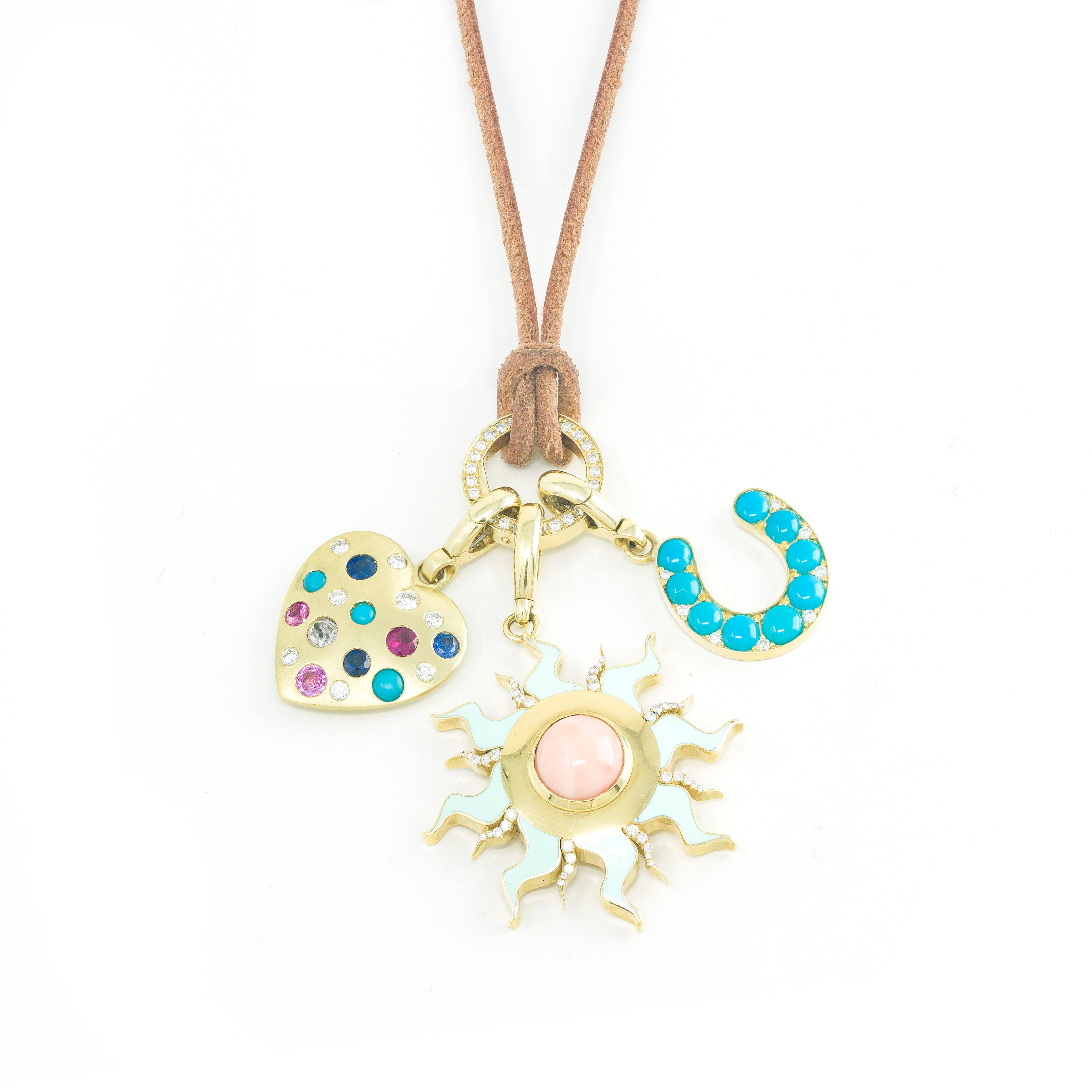 Multi Stone Gypsy Heart Charm
