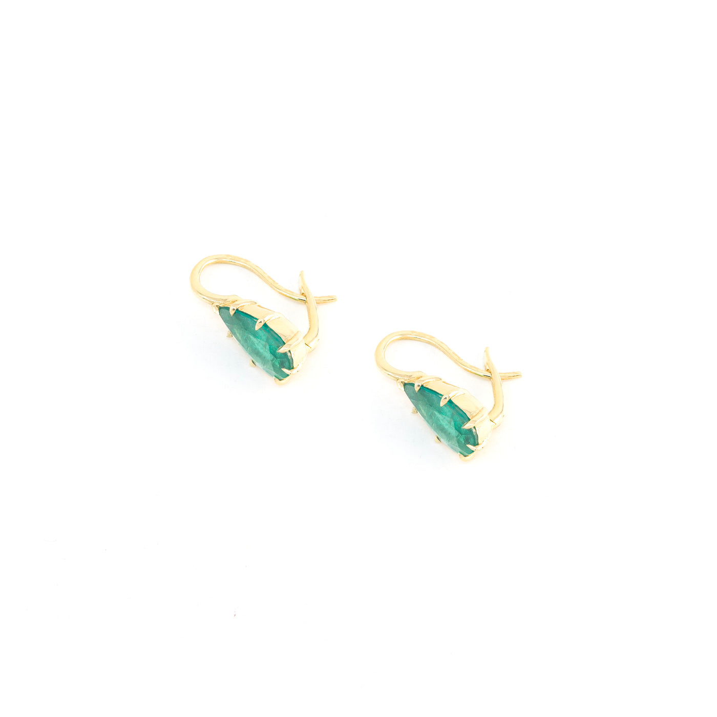 Small Victorian Pear Emerald Drop Earrings
