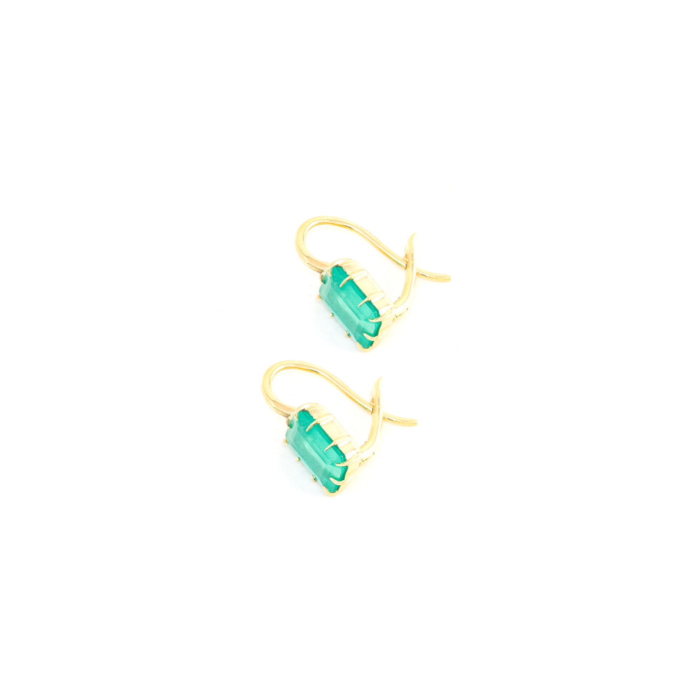 Victorian Emerald Cut Emerald Drop Earrings