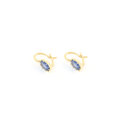 Victorian Oval Blue Sapphire Drop Earrings