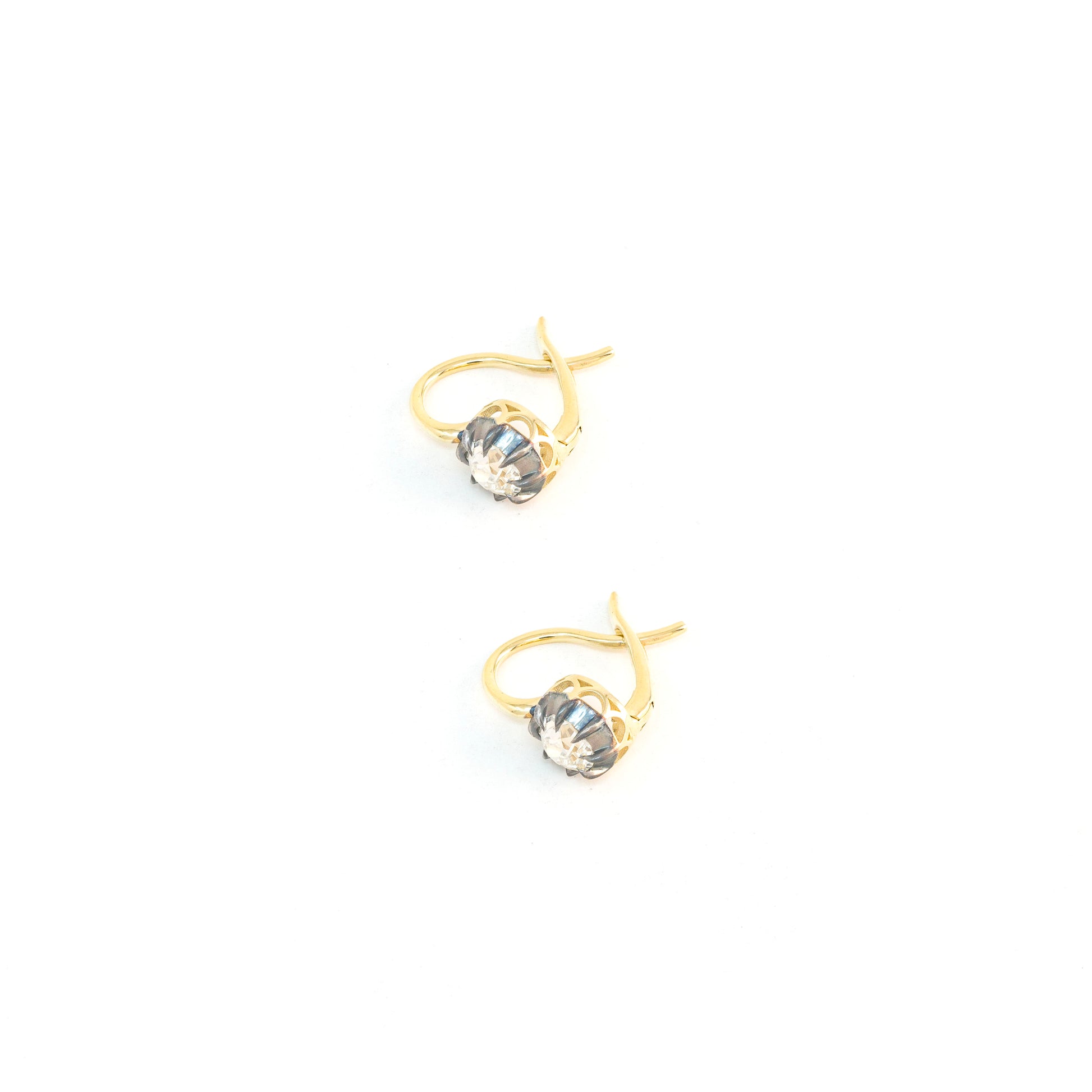 Victorian Round Diamond Drop Earrings