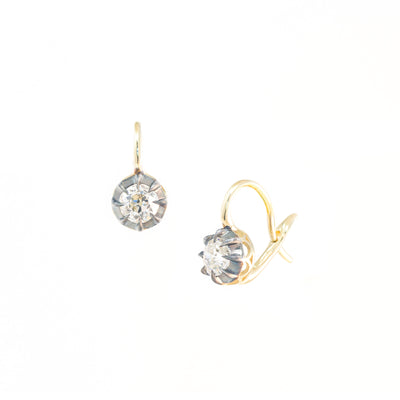 Victorian Blackened Diamond Single Stone Drop Earrings