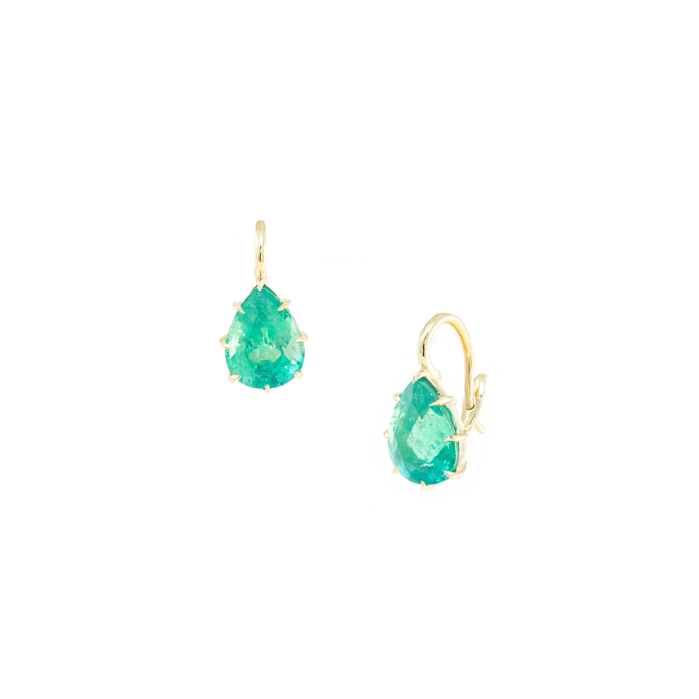 Small Victorian Pear Emerald Drop Earrings