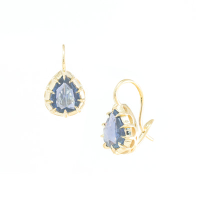Victorian Rose Pear Shaped Blue Sapphire Drops
