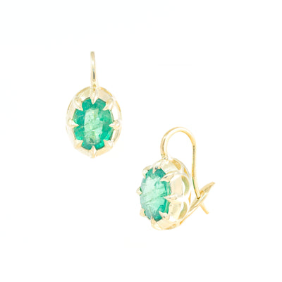Victorian Oval Emerald Earrings