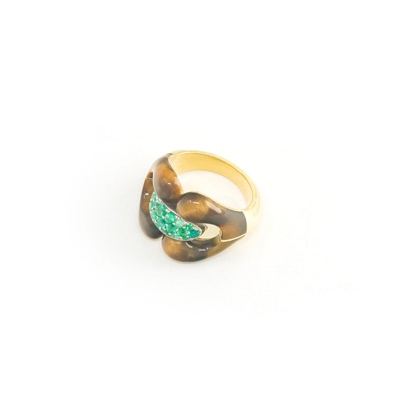 Emerald and Tiger's Eye Nautical Ring