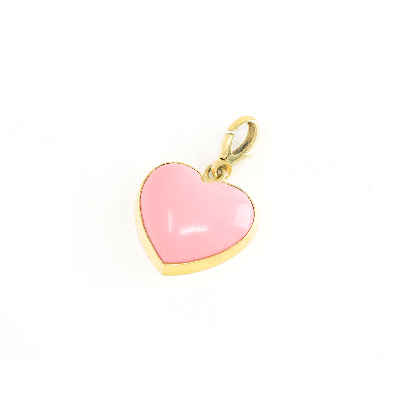 Pink Coral Carved Heart Charm