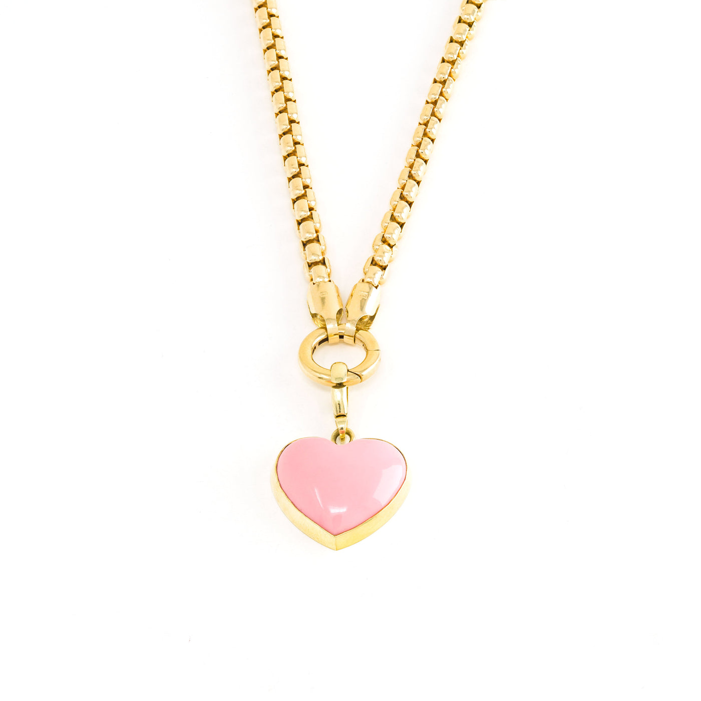 Pink Coral Carved Heart Charm