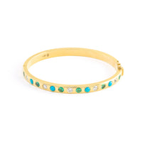 Turquoise, Emerald and Diamond Gypsy Bangle