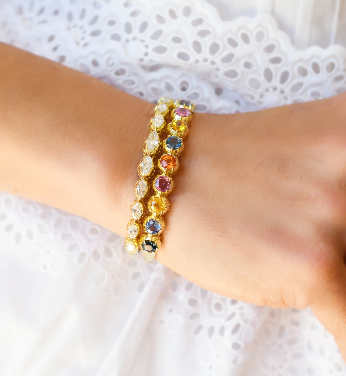 Victorian Rainbow Sapphire Bracelet