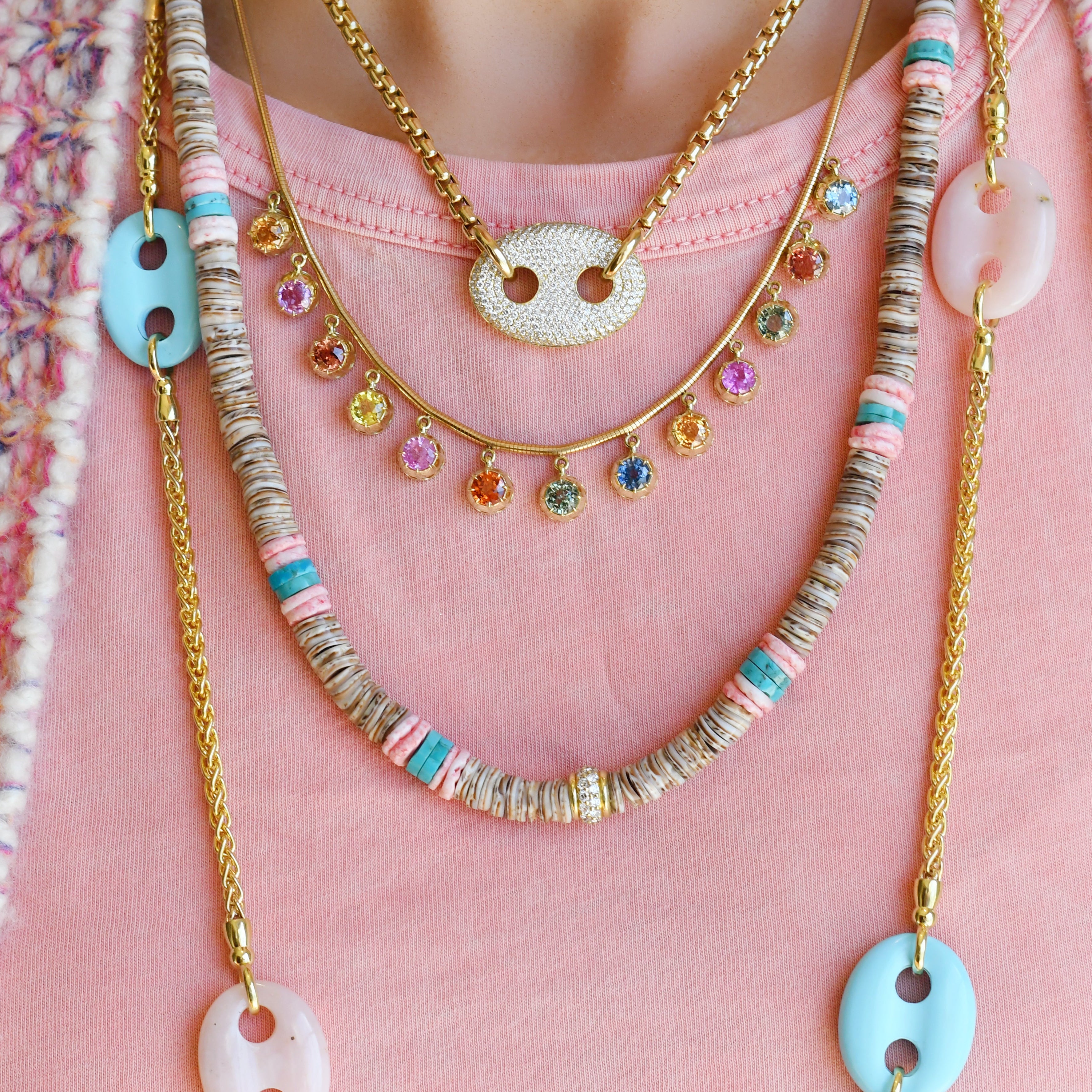 Rainbow Sapphire Fringe Necklace