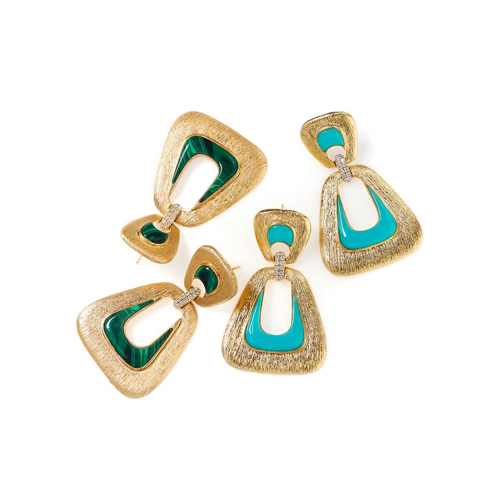 Jackie O Earrings in Turquoise Alternate 2