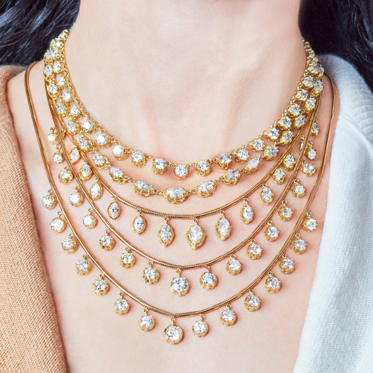 Marquise Diamond Fringe Necklace
