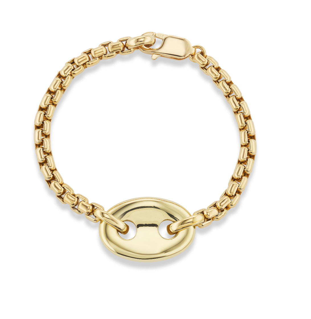 Gold Single Stone Mariner Link Bracelet