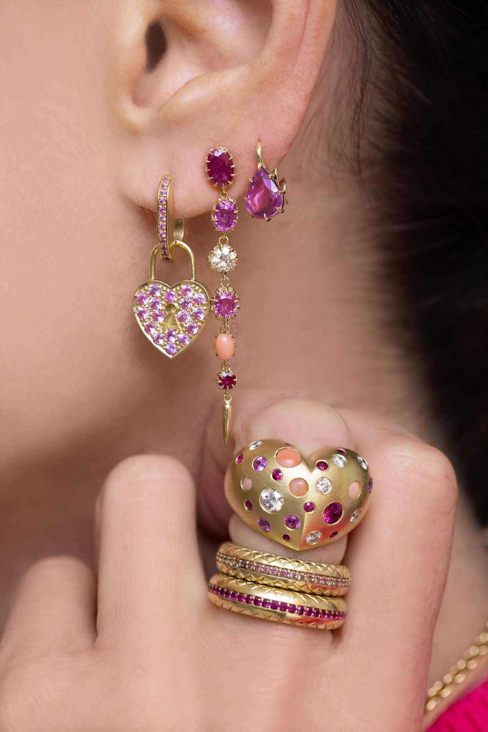 Pink Sapphire Heart Lock Attachments