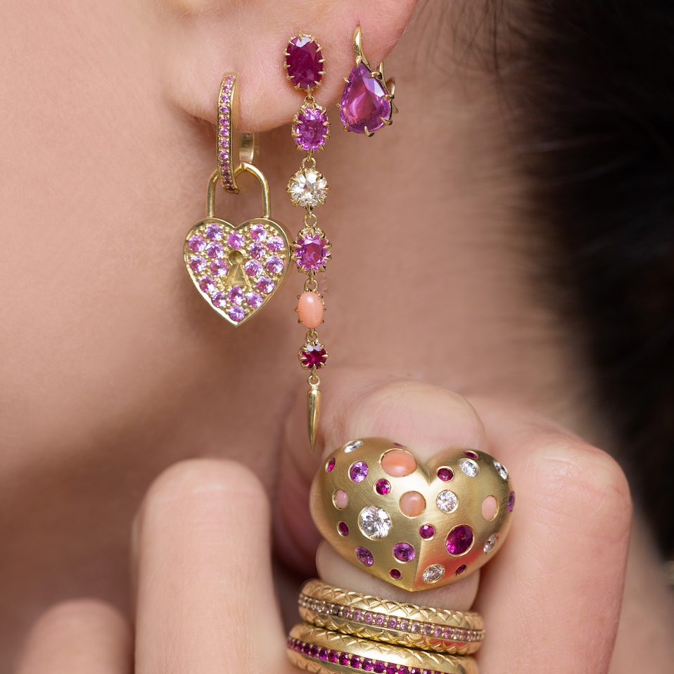 Pink Sapphire Heart Lock Attachments