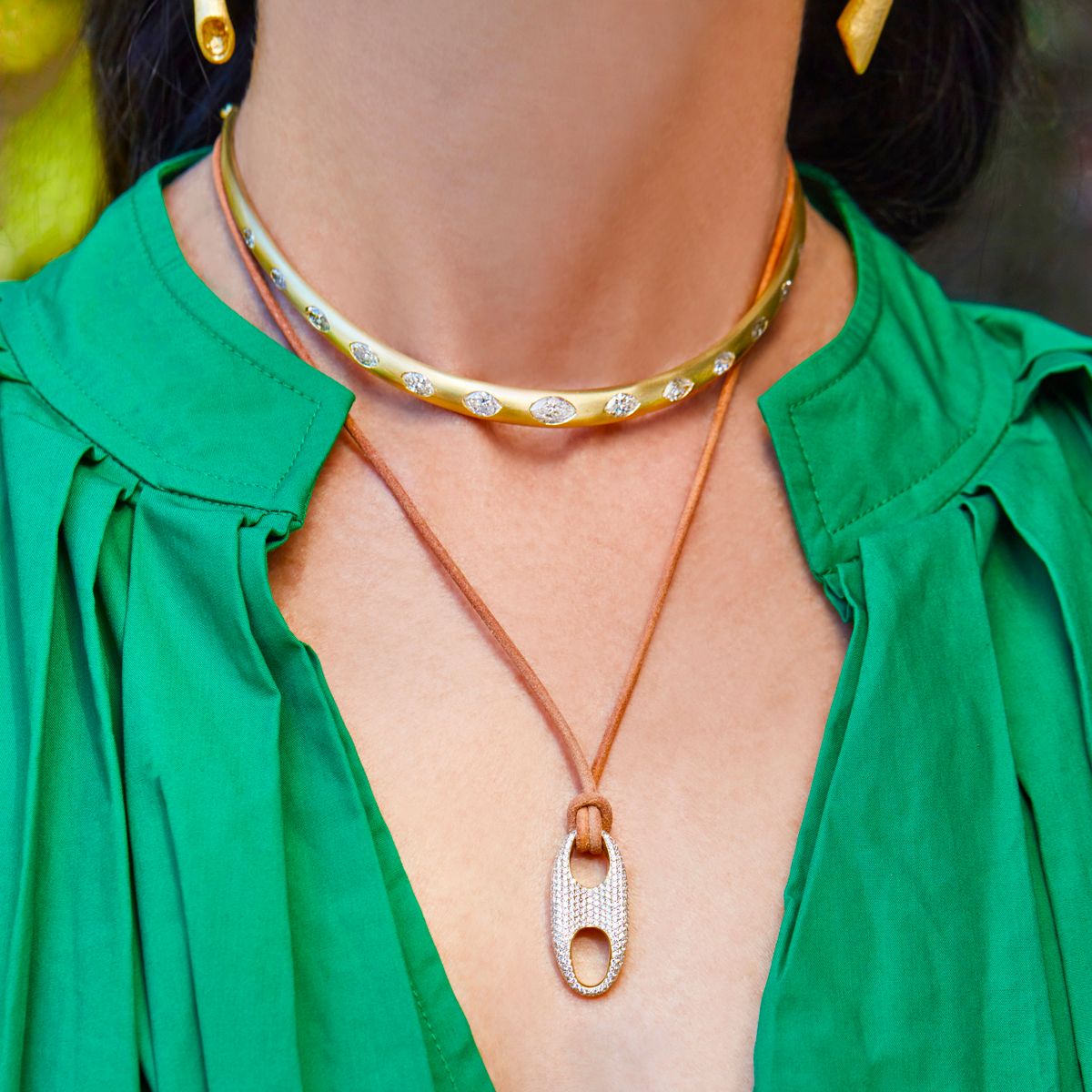 Small Diamond Nautical Link on Leather