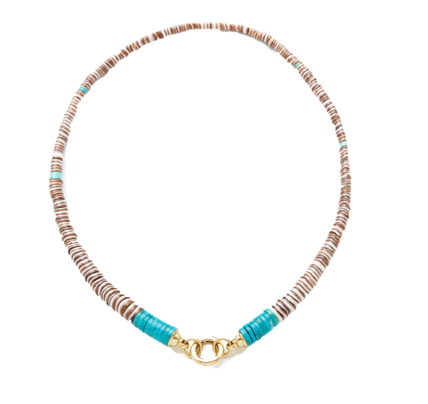 Beaded Necklace with Gold Charm Clasp