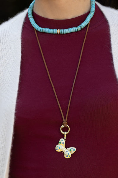 Turquoise & Diamond Beaded Necklace
