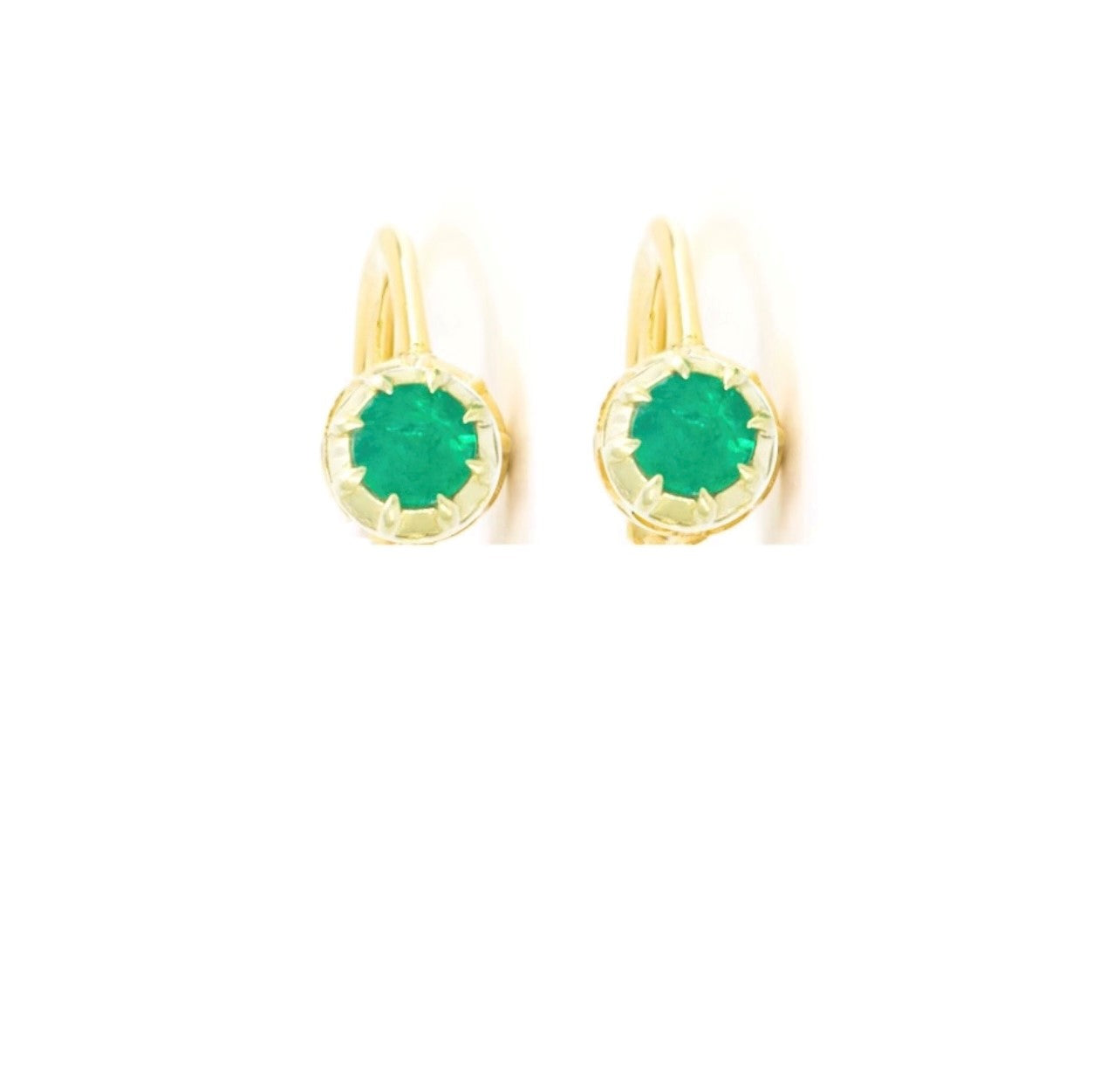 Victorian Emerald Single Stone Drop Earrings