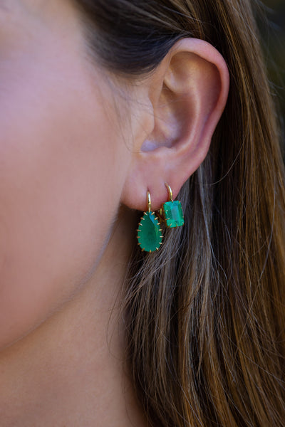 Victorian Pear Emerald Drop Earrings