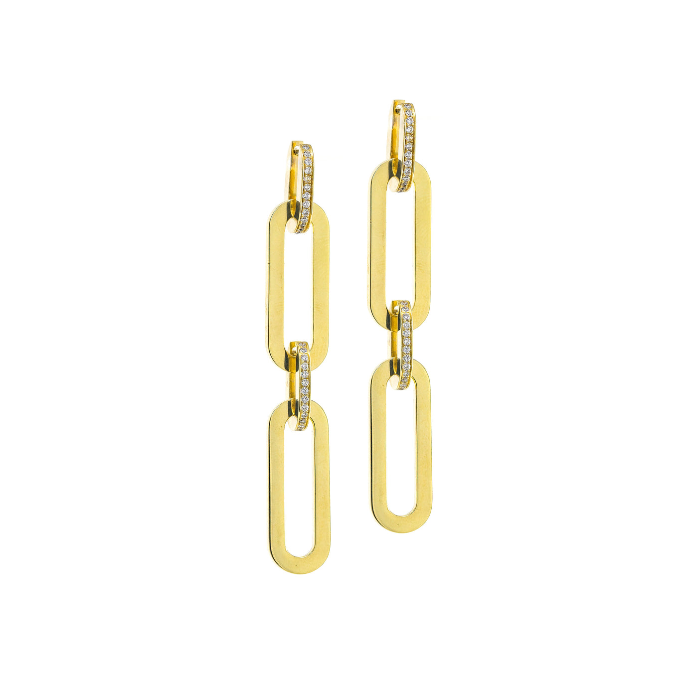 Rectangular Link Earrings with Diamonds