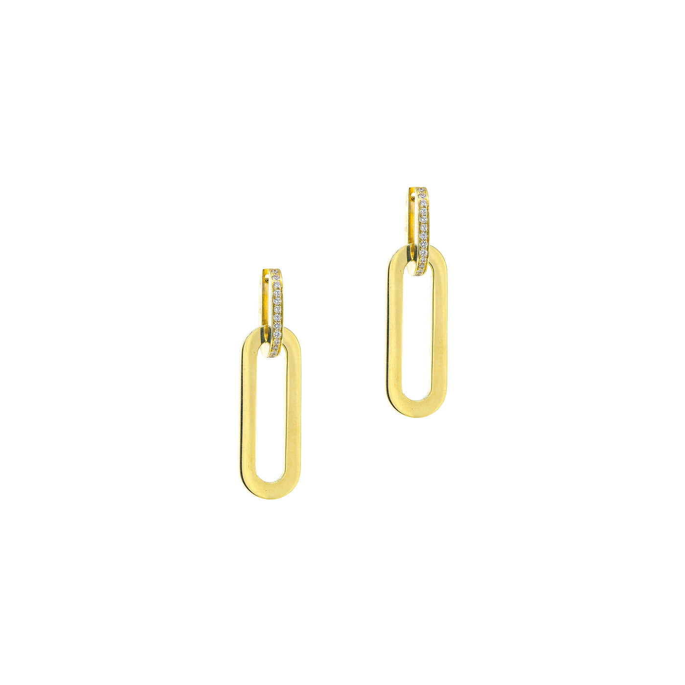 Rectangular Link Earrings with Diamonds