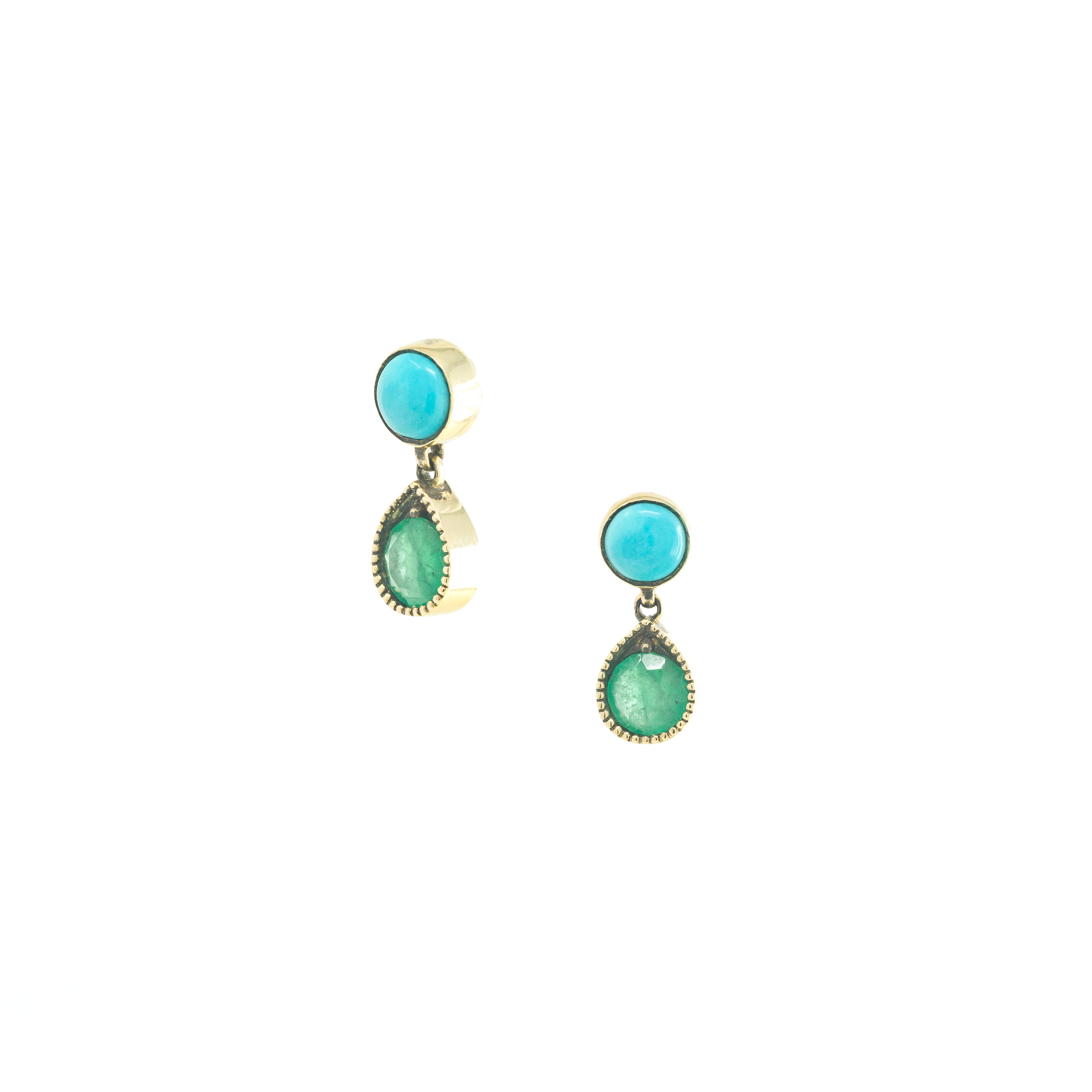 Turquoise and Emerald Drop Earrings