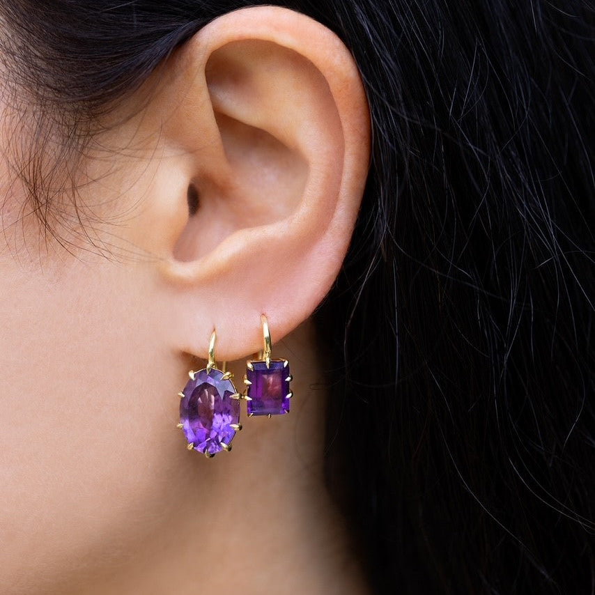 Victorian Oval Amethyst Drop Earrings