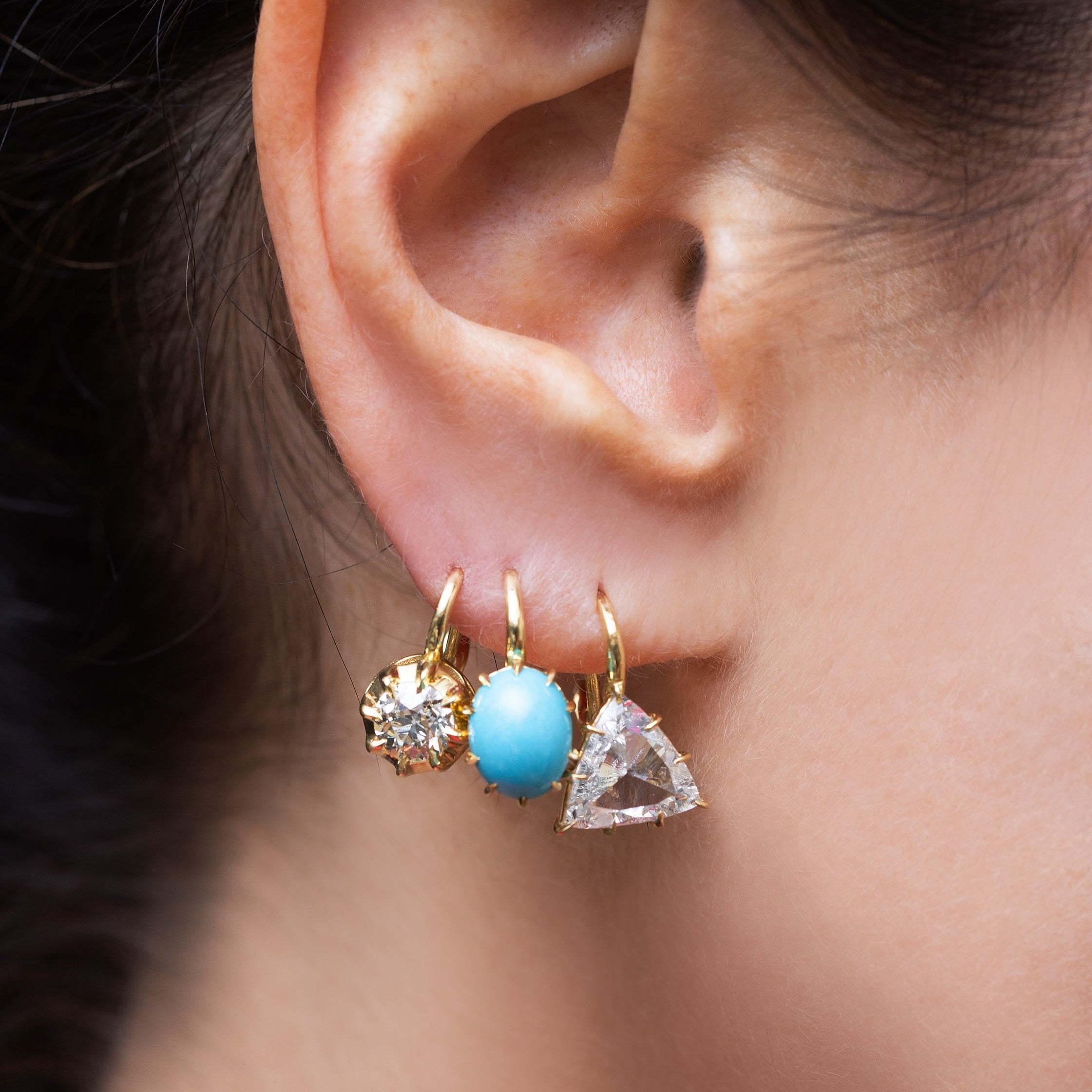Victorian Oval Turquoise Drop Earrings