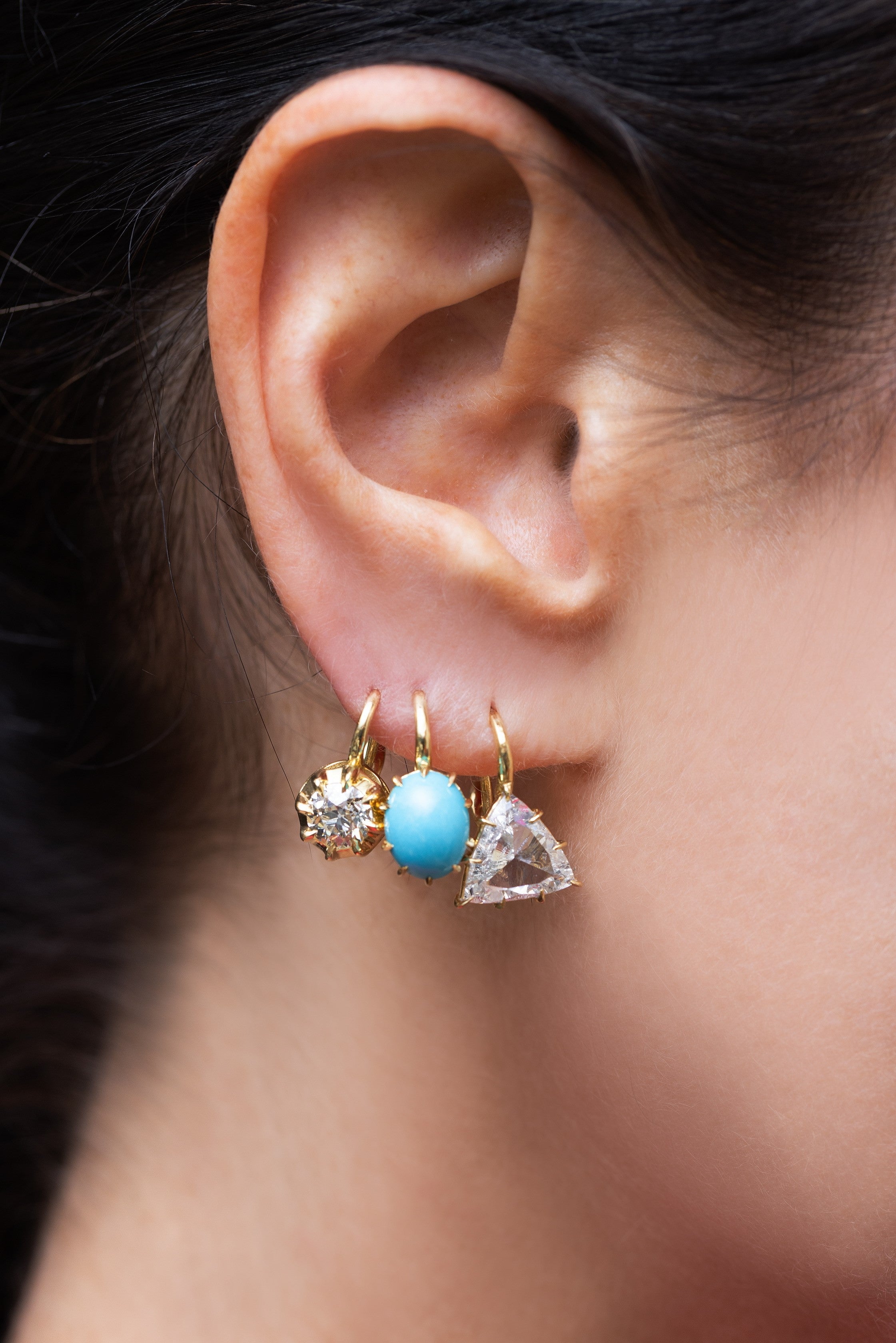 Victorian Oval Turquoise Drop Earrings